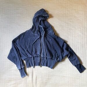 Anthropologie oversized cropped hoodie- size small - black acid wash